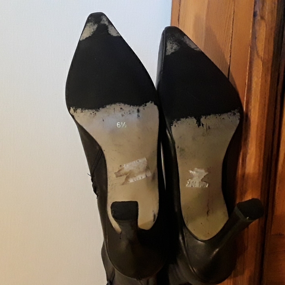 Black High-heel Boots real leather, 6.5, black - Picture 3 of 4